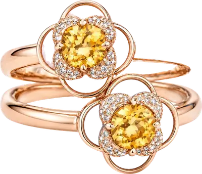 Rose gold and enamel rings with yellow sapphire, developed and produced in Bangkok
