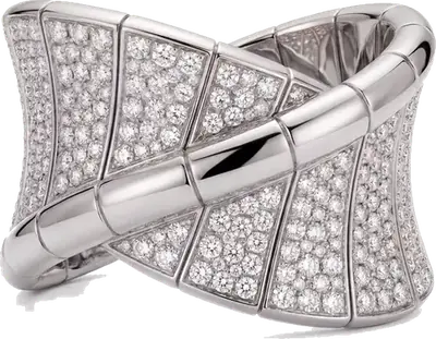 White gold crossover cuff fully set with pave diamonds