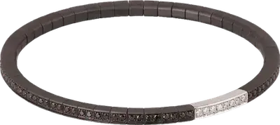 Black ceramic stretch bracelet with black and white diamond pave