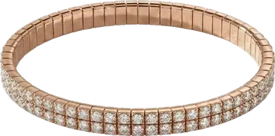 Rose gold bracelet with two rows of pave diamonds