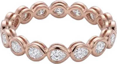 Rose gold eternity band with bezel set pear cut diamonds