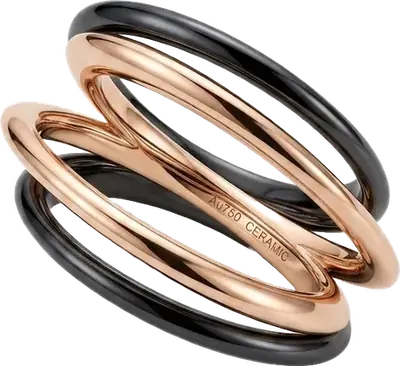 Stacking bands in rose gold and black ceramic