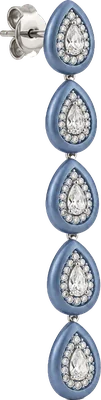 Rose gold drop earrings with light blue titanium and pave diamonds
