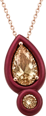 Rose gold and burgundy titanium pendant with pear and round cut cognac diamonds